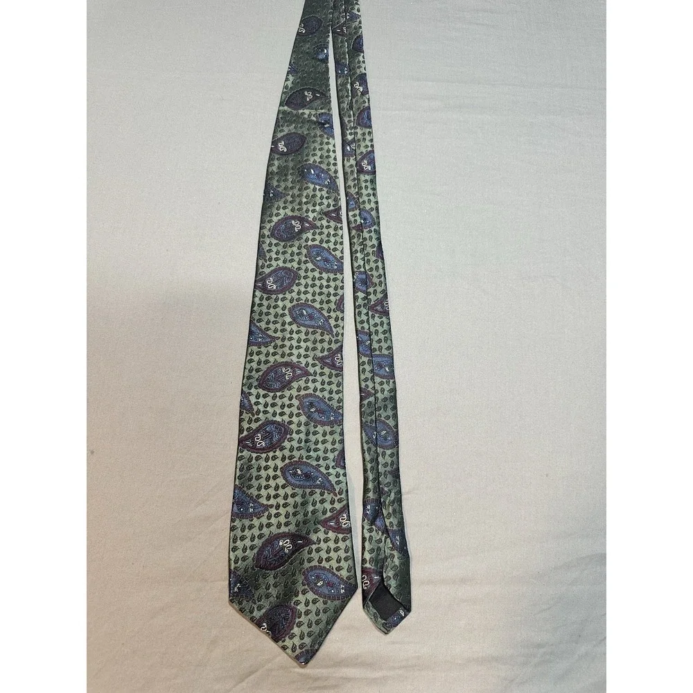 Karl‎ Lagerfeld Blue/Green Silk Paisley Neck Tie